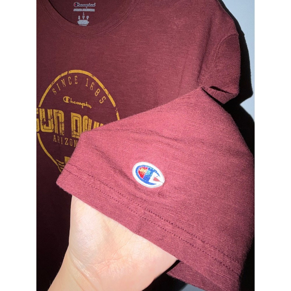 Champion Arizona State Sun Devils T-Shirt Mens Large Maroon ASU Slub Graphic Tee - Picture 3 of 5